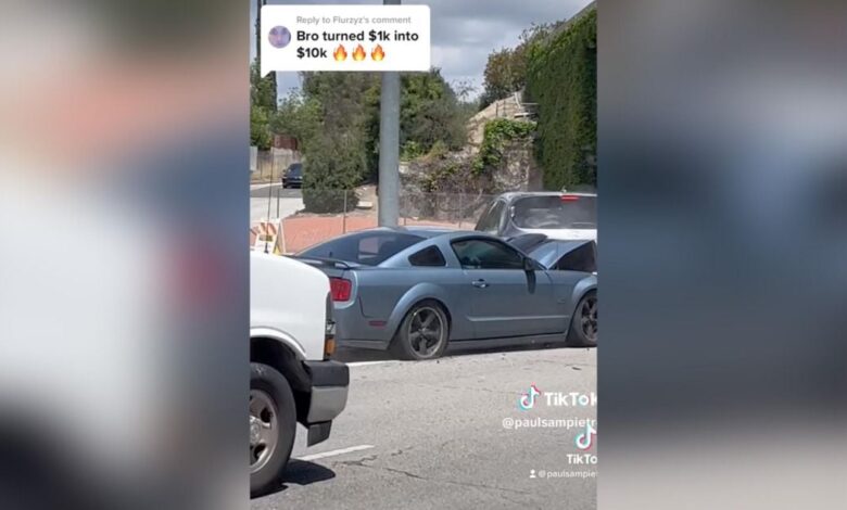 Mustang driver knocks out four vehicles in road rage incident