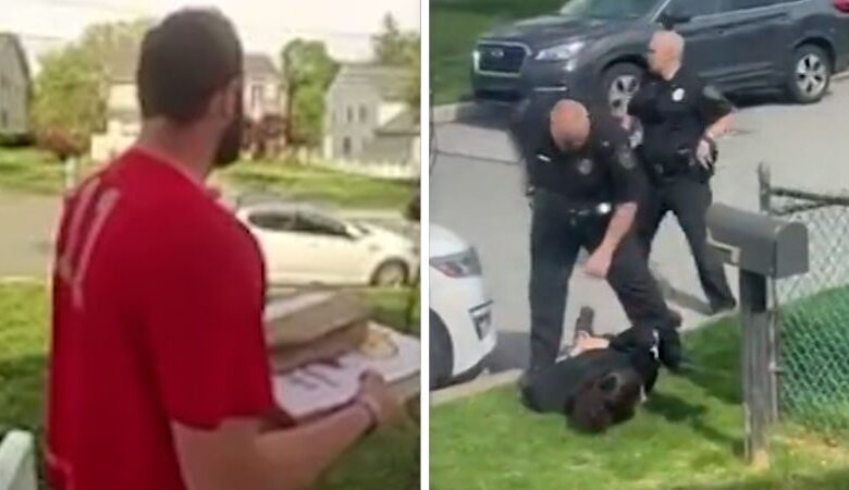 Watch the pizza delivery guy take down the suspect on the run from the police