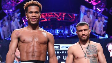 Devin Haney pushes Vasiliy Lomachenko uncomfortable while weighing