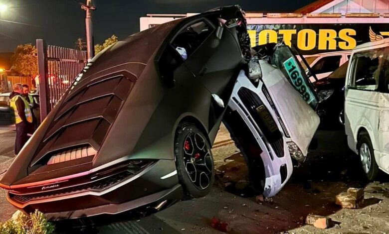 Lambo driver fled the scene after running out of gear and crashing into the dealership