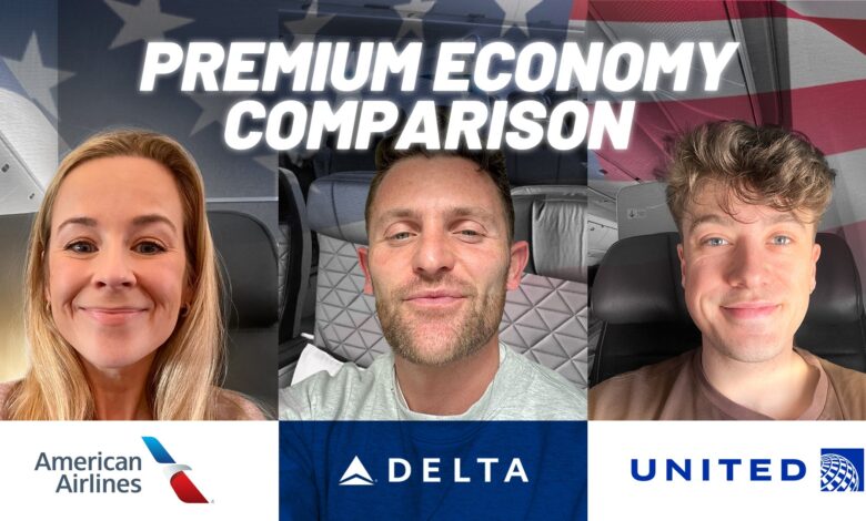 Video thumbnail of Nicky, Maren, and Liam flying US premium economy