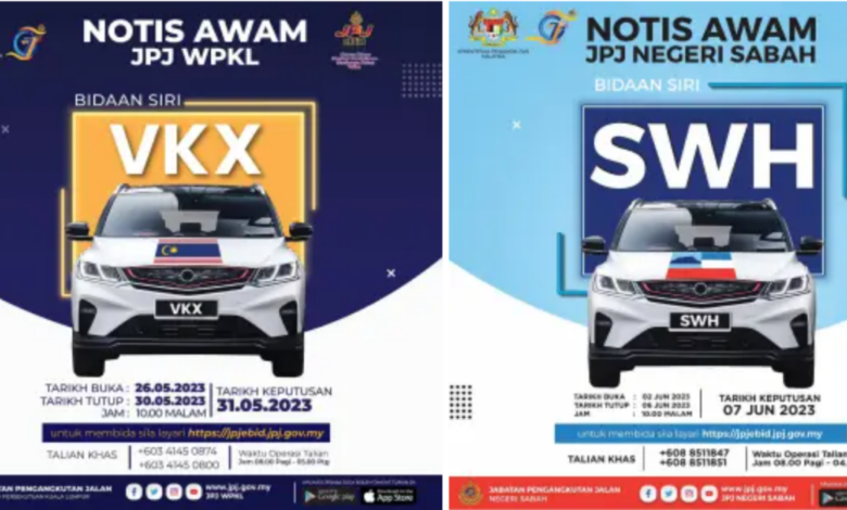 JPJ eBid: Auction of VKX and SWH . license plates