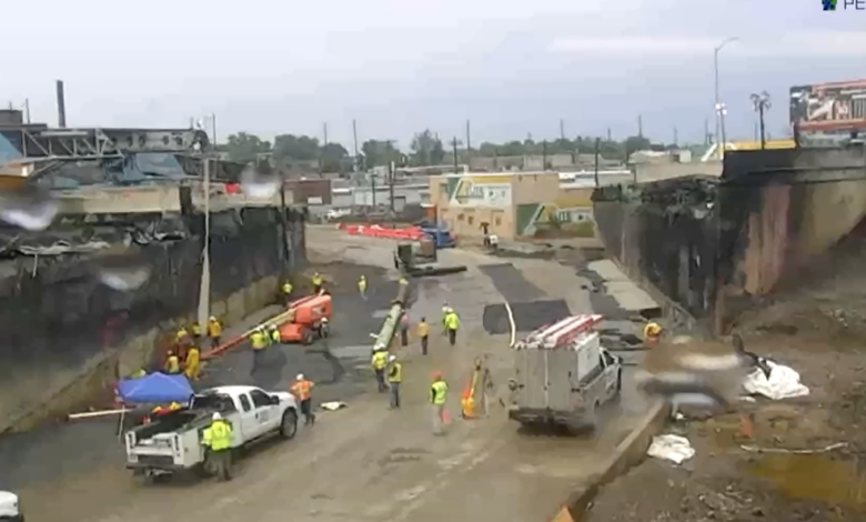 Watch live as workers rebuild Philadelphia interstate highway collapse