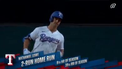Nathaniel Lowe cranks a two-run homer to give the Rangers the lead vs. Angels