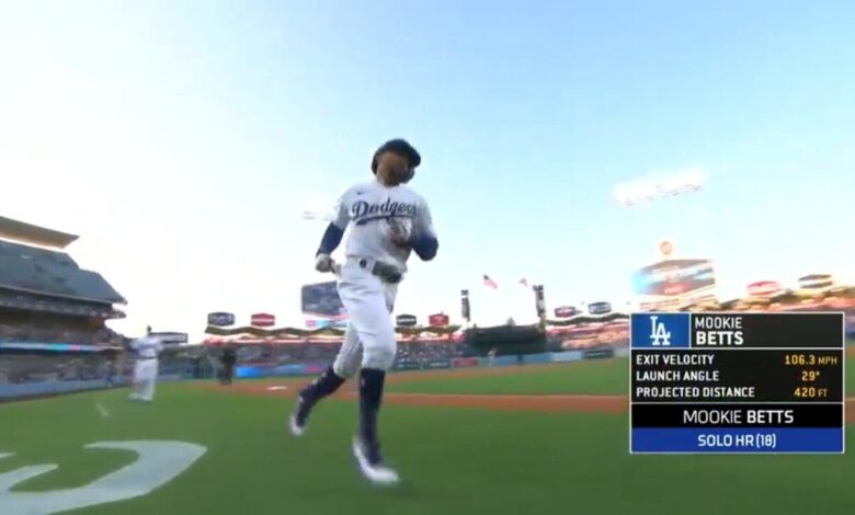 Mookie Betts gets the Dodgers going with a leadoff homer to left vs. the Astros
