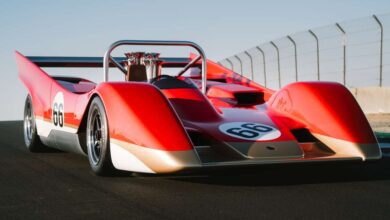 Lotus Type 66 – reimagined Can-Am racer design with 830 hp/746 Nm pushrod V8; quicker than GT3 racers