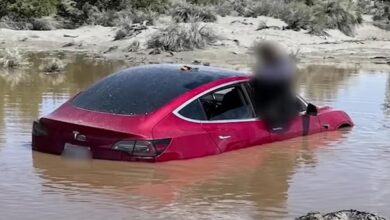 Tesla Model 3 fully self dives into floodwaters