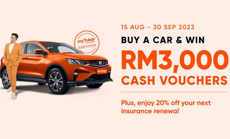 Buy a car from myTukar Certified and win a RM3,000 cash voucher and 20% motor insurance renewal