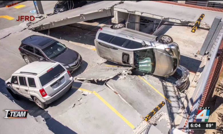 Over 100 Cars Indefinitely Trapped In Collapsed Parking Garage