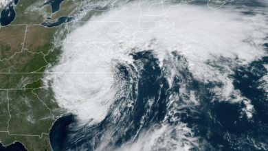Mid-Atlantic coast under flood warnings as Ophelia weakens to post-tropical low and moves north