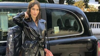 Alexa Chung Just Wore a Black Leather Trench Coat