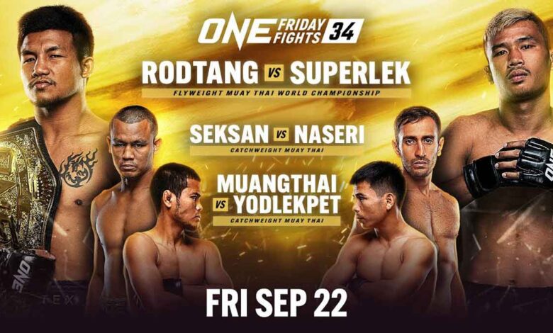 Rodtang Jitmuangnon vs Superlek Kiatmuu9 full fight video ONE Friday Fights 34 poster