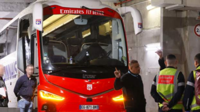 Marseille v Lyon postponed after visitors' team bus attacked on way to match