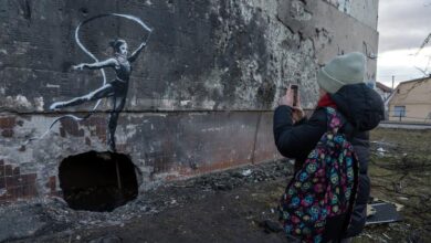Banksy highlights cultural revival amid rubble strewn Kyiv suburb