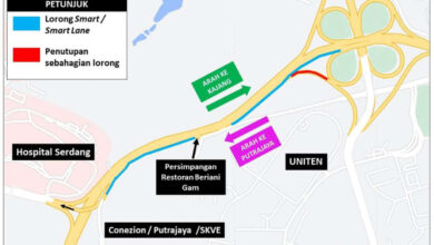 Smartlane from Kajang Silk KM28 to KM0.3 SKVE Conezion interchange – 6.30 to 10am, Mon to Sat