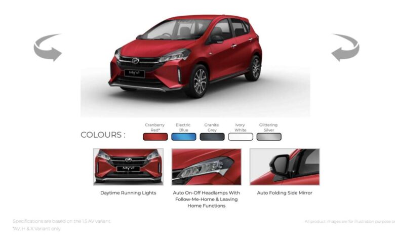 Perodua Myvi colours – Cranberry Red replaces Lava Red on X and H, previously exclusive to top-spec AV