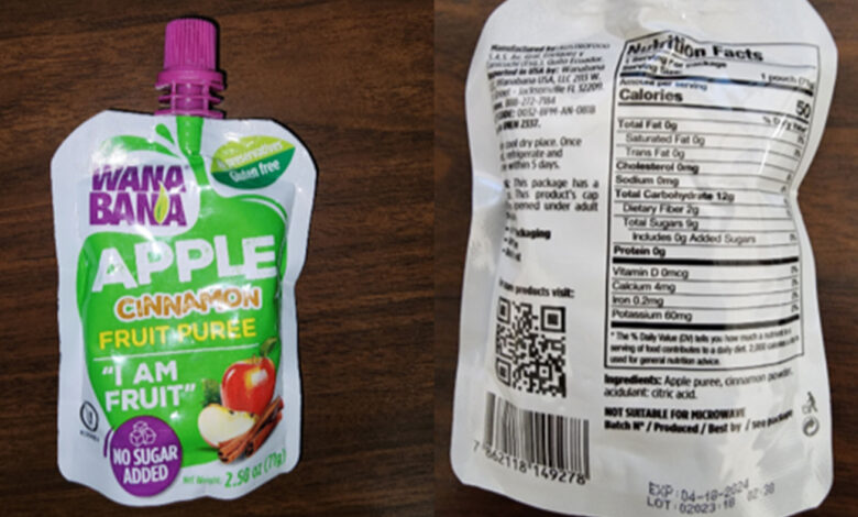 FDA warns WanaBana fruit pouches contain high lead levels, endangering children : NPR