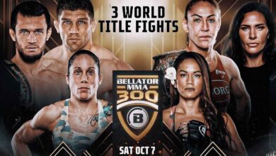 Usman Nurmagomedov vs Brent Primus full fight video Bellator 300 poster