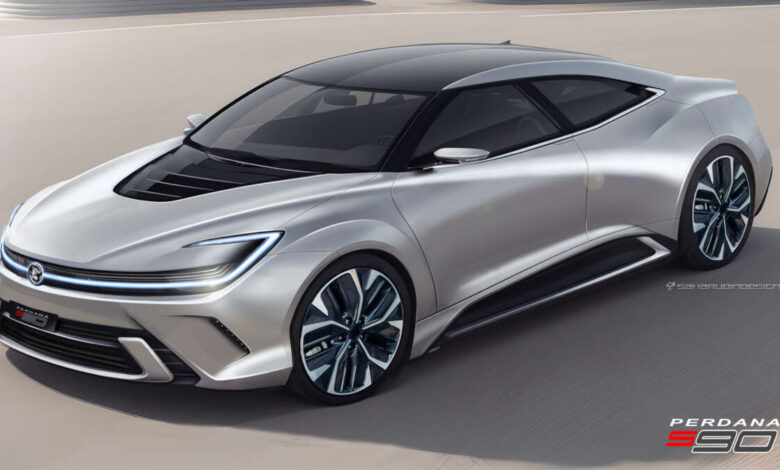 Proton S90 design proposal by Saharudin Design – next-gen Perdana imagined as radical four-door coupe