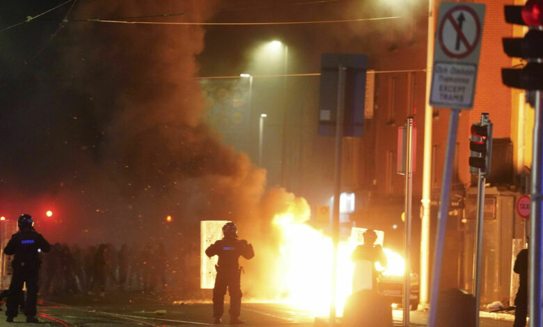 Violent clashes break out in Dublin after knife attack : NPR