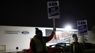 UAW workers at major Ford and GM truck plants vote 'no' on record contract deals : NPR