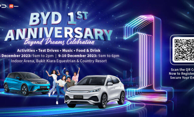 Sambutan Ulang Tahun Pertama BYD! Tawaran menarik di Bukit Kiara Indoor Arena 8-10 Disember ini!