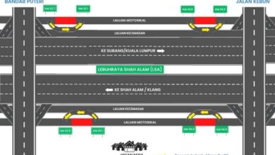 Kesas motorcycle lane diversion into emergency lane at two points – for WCE construction, today till Jan 15