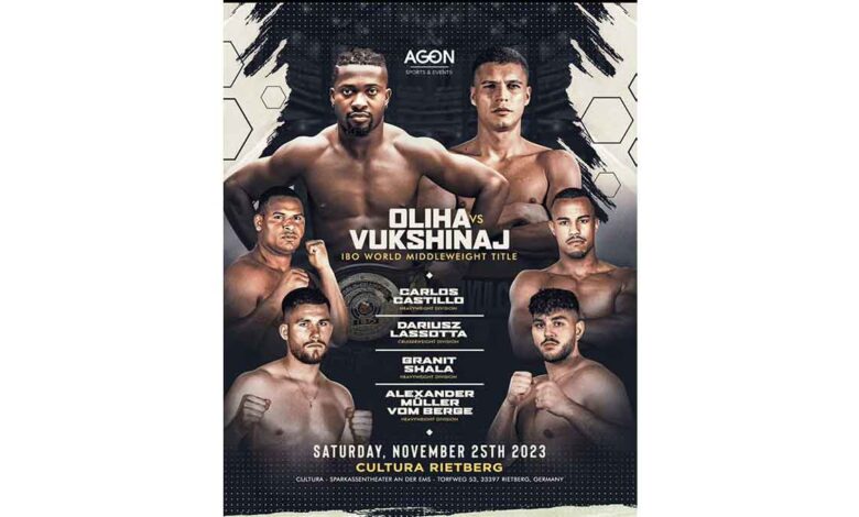 Etinosa Oliha vs Faton Vukshinaj full fight video poster 2023-11-25