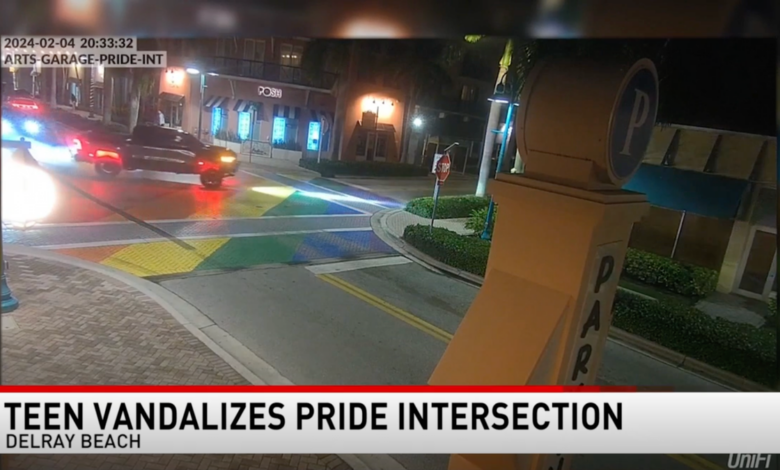 Florida Man Arrested For Vandalizing Crosswalk Pride Mural With Multiple Sad Little Burnouts