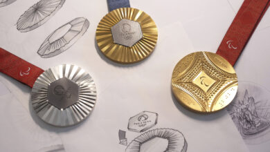 The Paris Olympics medals are made with pieces of the Eiffel Tower : NPR