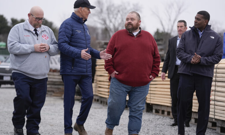 Biden visits East Palestine Ohio a year after the train derailment : NPR