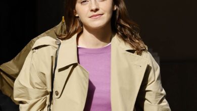 Emma Watson Styled Adidas Gazelle Trainers During Milan Fashion Week