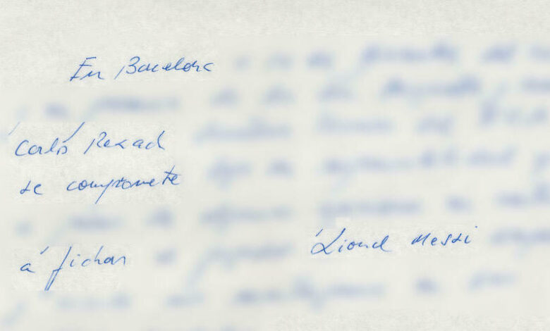 Napkin with Lionel Messi's first unofficial Barcelona contract will be auctioned : NPR