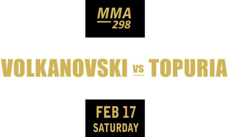 Alexander Volkanovski vs Ilia Topuria full fight video UFC 298 poster by ATBF