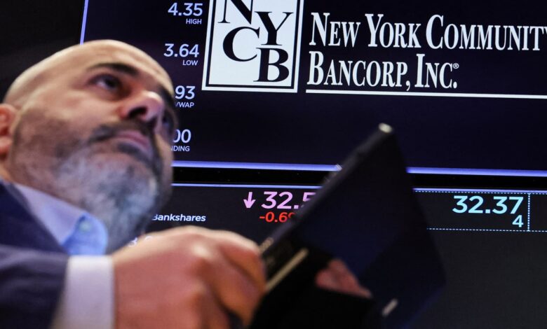 New York Community Bancorp drops 40% and is on hold as troubled bank reportedly looks to cash in