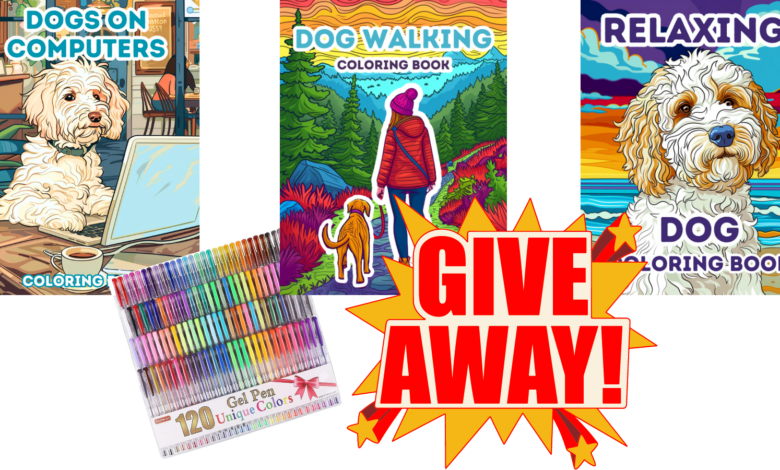 Win 3 sets of coloring books and gel markers for dogs!