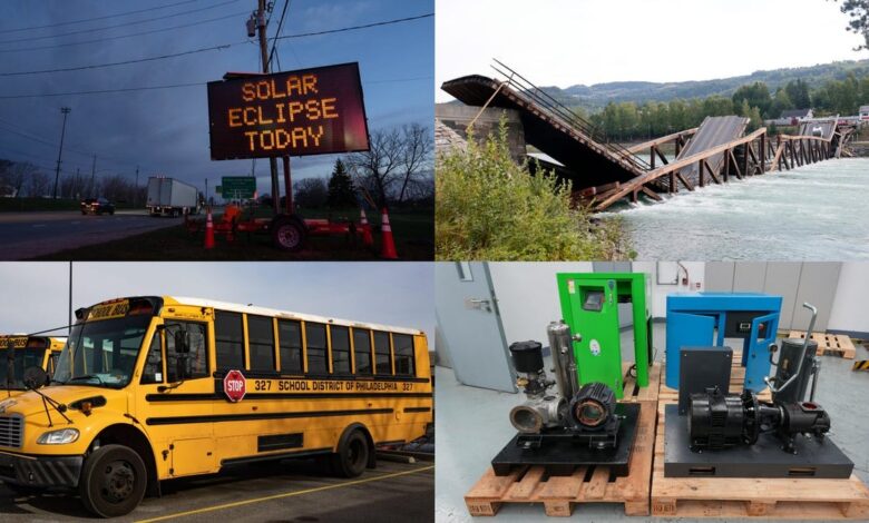 Broken bridges, the lasting legacy of school buses and a solar eclipse in this week's automotive roundup