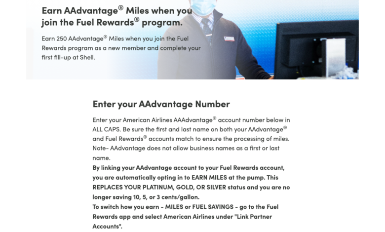 AAdvantage fuel rewards site