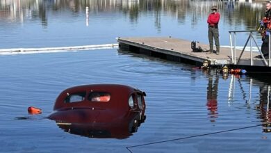 The owner accidentally sank the classic car while taking photos