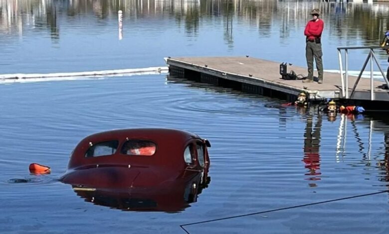 The owner accidentally sank the classic car while taking photos