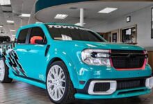This SEMA Ford Maverick show truck is a teal symphony