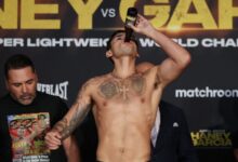 Ryan Garcia gulped beer as he weighed in for his fight with Devin Haney
