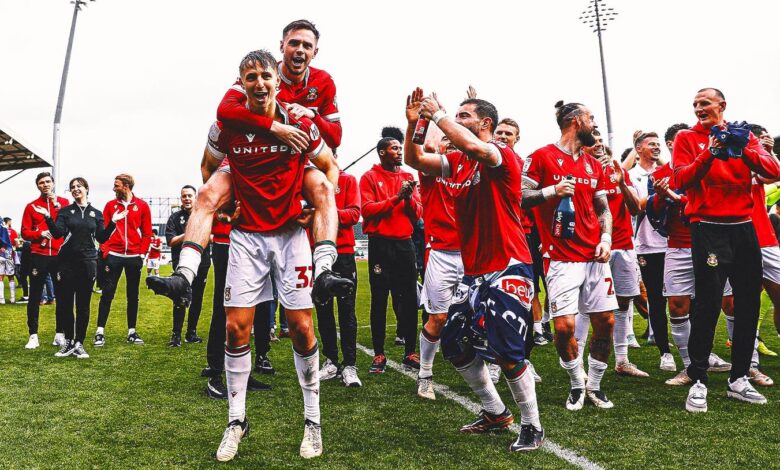 Wrexham were promoted to League One of English football after a 6-0 victory