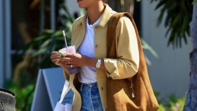 EmRata and Laura Harrier both wore chic yellow and camel outfits