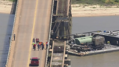 The barge crashed into the Texas bridge, partially collapsing and sending oil into the water
