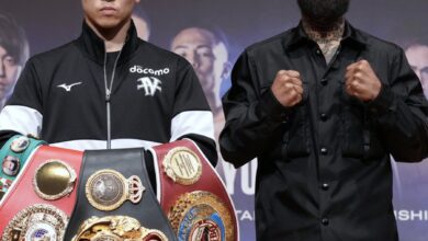 Monster performance: Naoya Inoue took to the mat to knock out Luis Nery in round six