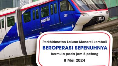 KL Monorail fully back in operation as of 5pm, May 8