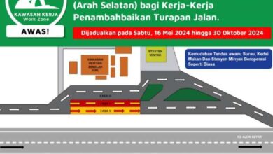 Sebahagian Hentian Sebelah Juru arah selatan di Lebuhraya PLUS ditutup hingga 30 Okt 2024