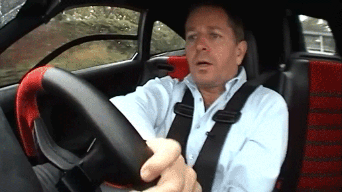 Watch Martin Brundle nearly spin a McLaren F1 in this classic road test