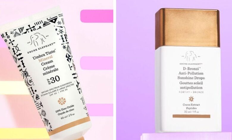 Tanning lotions and self-tanning drops are available at Drunk Elephant
